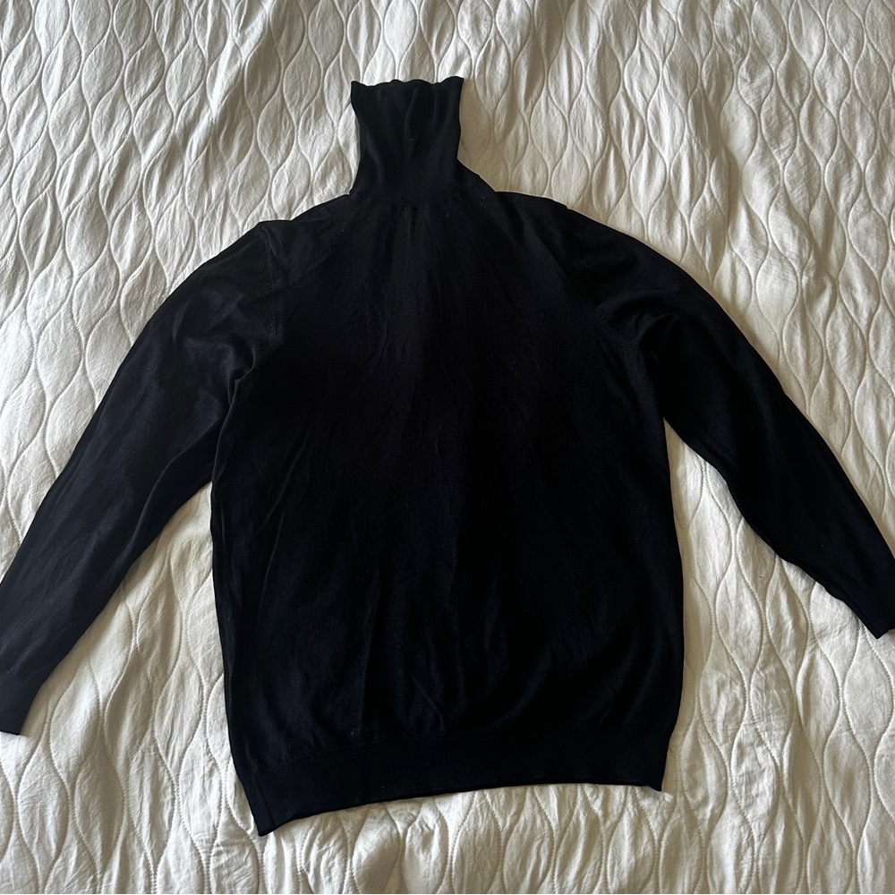 Zara Black Turtleneck Sweater Knit Minimalist Design